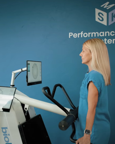 blonde 50s woman doing bioDensity Core Pull