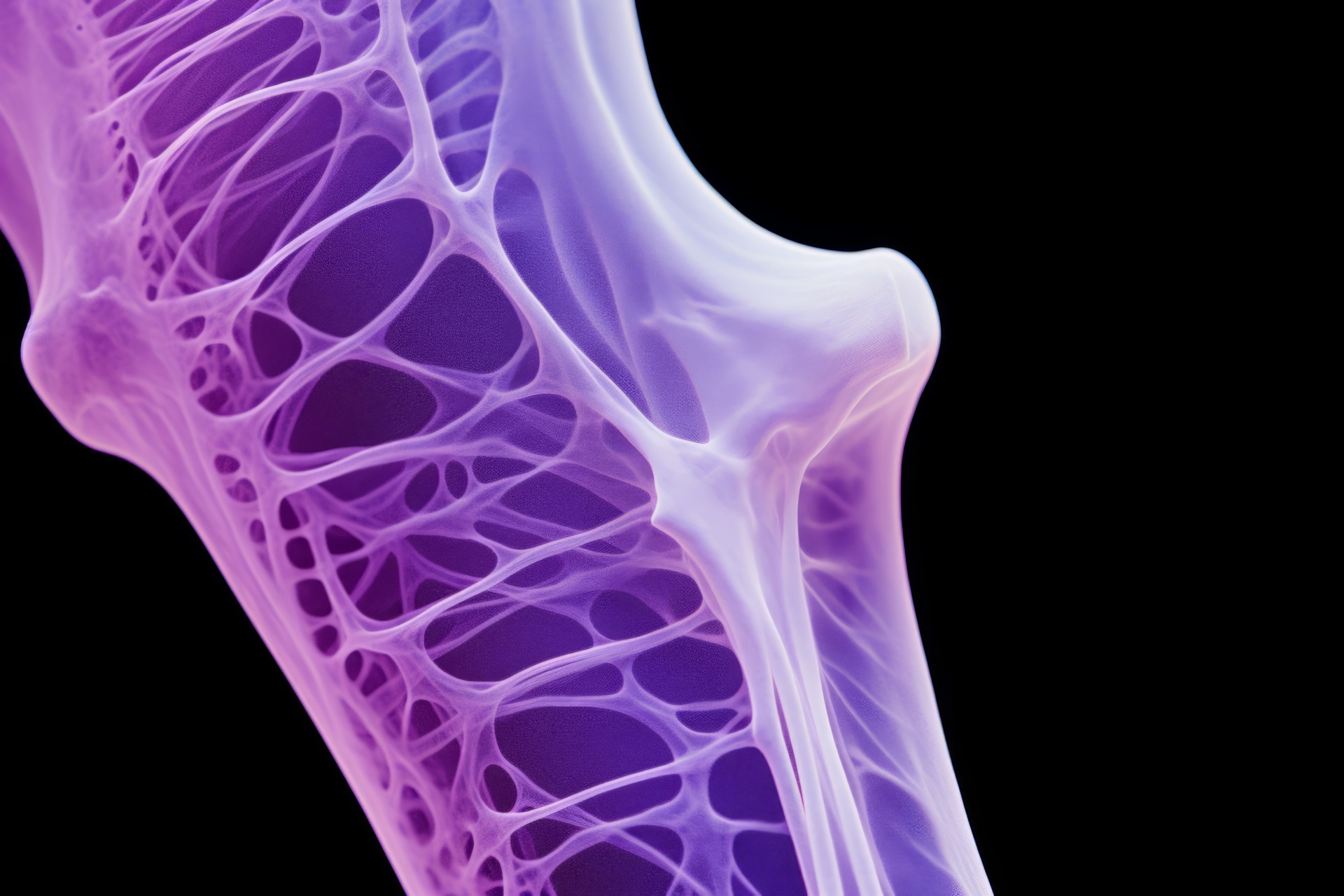 detailed microscope view of human bone tissue